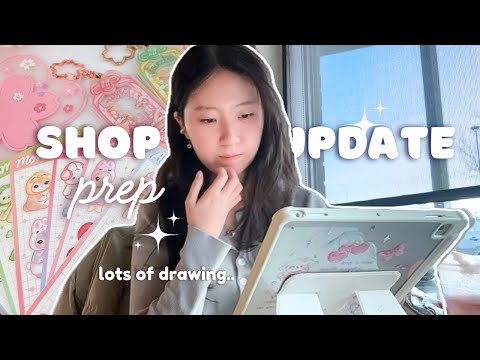 BIGGEST Shop Update Prep 🐰✨| drawing last minute sticker sheets, new photography setup