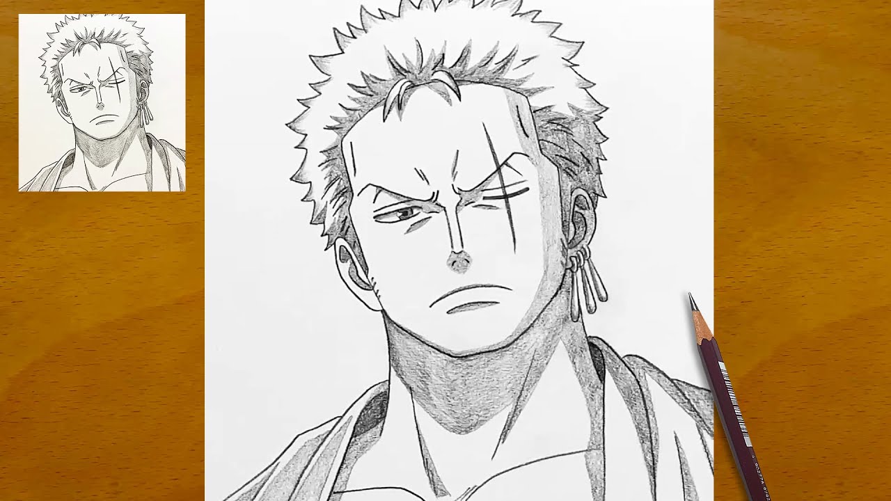 Roronoa Zoro Pencil Drawing Tutorial | One Piece Art Style