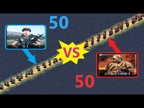Narrow Line Fight - Gi's vs Conscripts - Red Alert 2