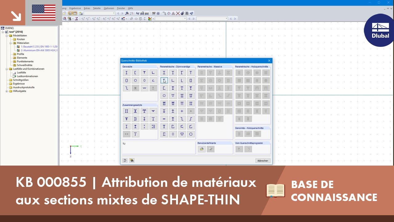 KB 000855 | Attribution de matériaux aux sections mixtes de SHAPE-THIN