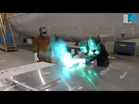 KM Yachtbuilders - First Weld aluminium hull 53ft 'Greyhound'