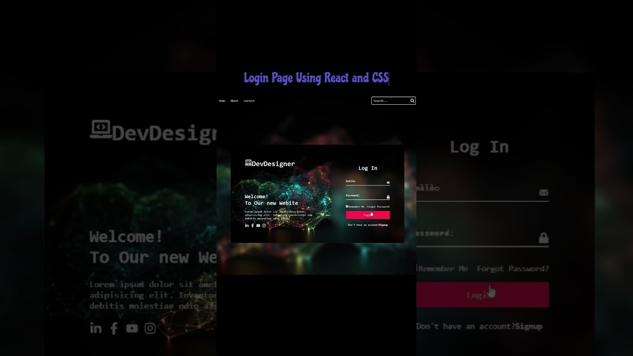 Login Page using Reactjs  #react  #frontend  #frontenddeveloper #responsive
