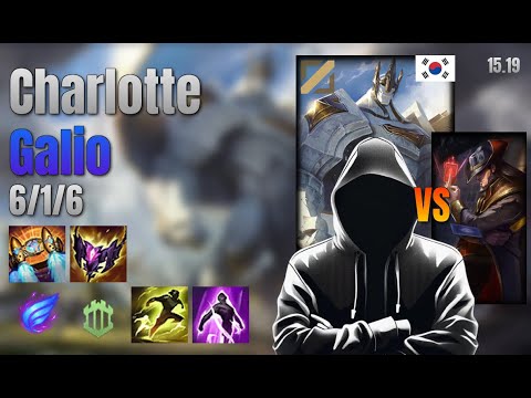 Charlotte Mid Galio vs Twisted Fate lol KR solo rank Full Game 15.19 | charlotte 갈리오 vs 트위스티드 페이트
