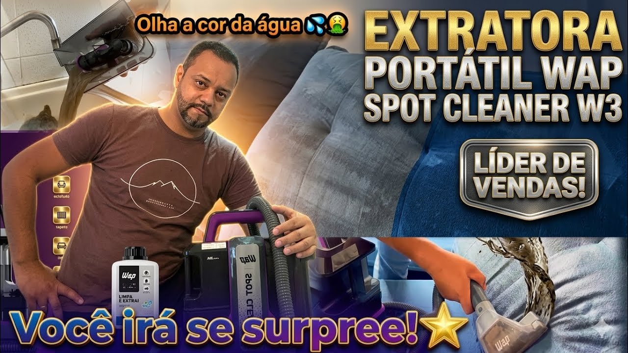 Review Extratora de Sujeira Portátil WAP Spot Cleaner W3 1450W Vácuo 110 Mbar Cinza e Roxo 110V