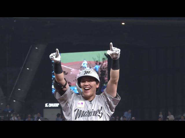 【9回表】2夜連続終盤での頼れる一打!! マリーンズ・安田尚憲 センターへ運ぶ勝ち越しのタイムリー!! 2025年8月3日 埼玉西武ライオンズ 対 千葉ロッテマリーンズ