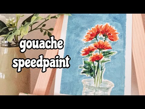 simple and easy flowers in vase // himi gouache speedpaint
