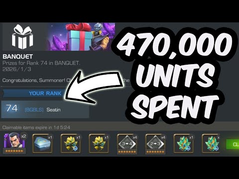 BANQUET REWARDS CRYSTAL OPENING - 470,000 UNITS SPENT CEO 10000000000% - Marvel Contest of Champions