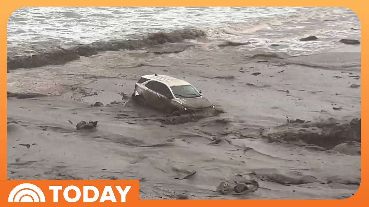 Torrential rain triggers mudslides in California, sweeping cars away