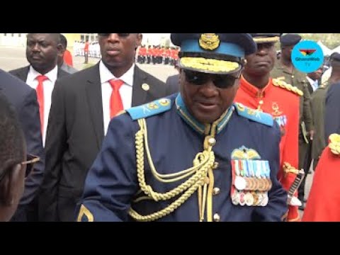 Watch as Mahama arrives for Military Academy commissioning in Air Force uniform