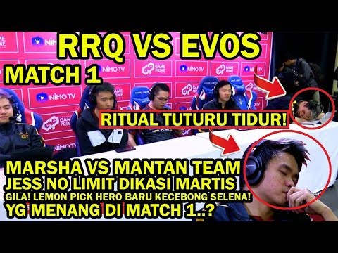 HEBAT, TUTURU TIDUR SAAT TOURNAMENT !? RRQ VS EVOS BEKRAF GAME PRIME 2018 MOBILE LEGENDS MATCH 1