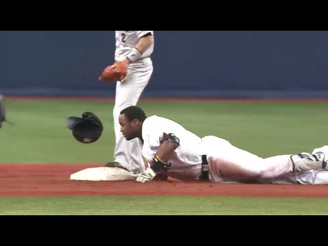 【4回裏】バファローズ・ブランコが見せた気迫!! 2塁へヘッドスライディング!! 2016/6/7 Bs-D