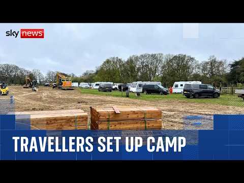 Travellers met by unhappy locals as they set up camp in southern England