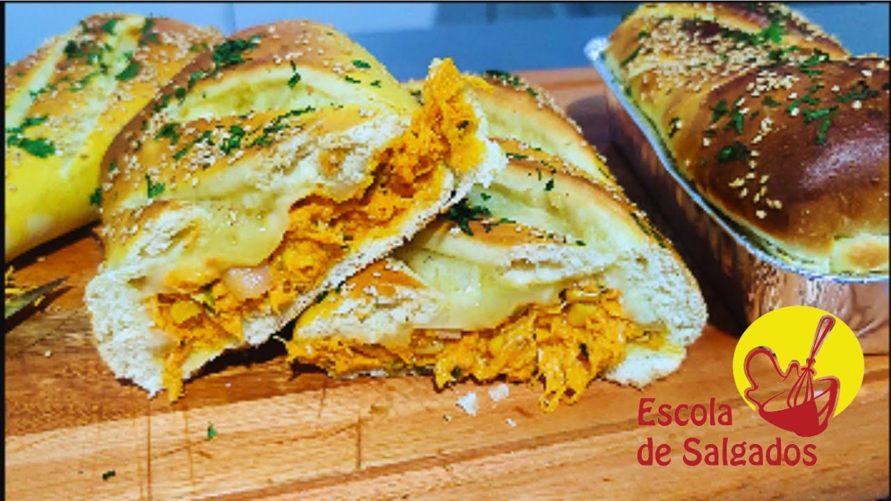 Como fazer pão recheado de frango e queijo