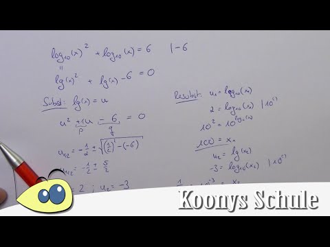 Logarithmusgleichung mit Substitution und pq-Formel, Beispiel, Lösen von Gleichungen