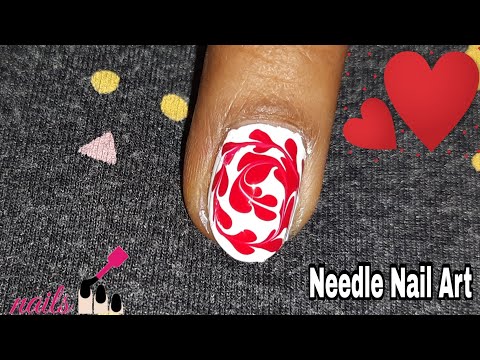 Needle Nail Art | 1 minute Nail Art | Dry Marble Nail Art | Cook with Rajitha