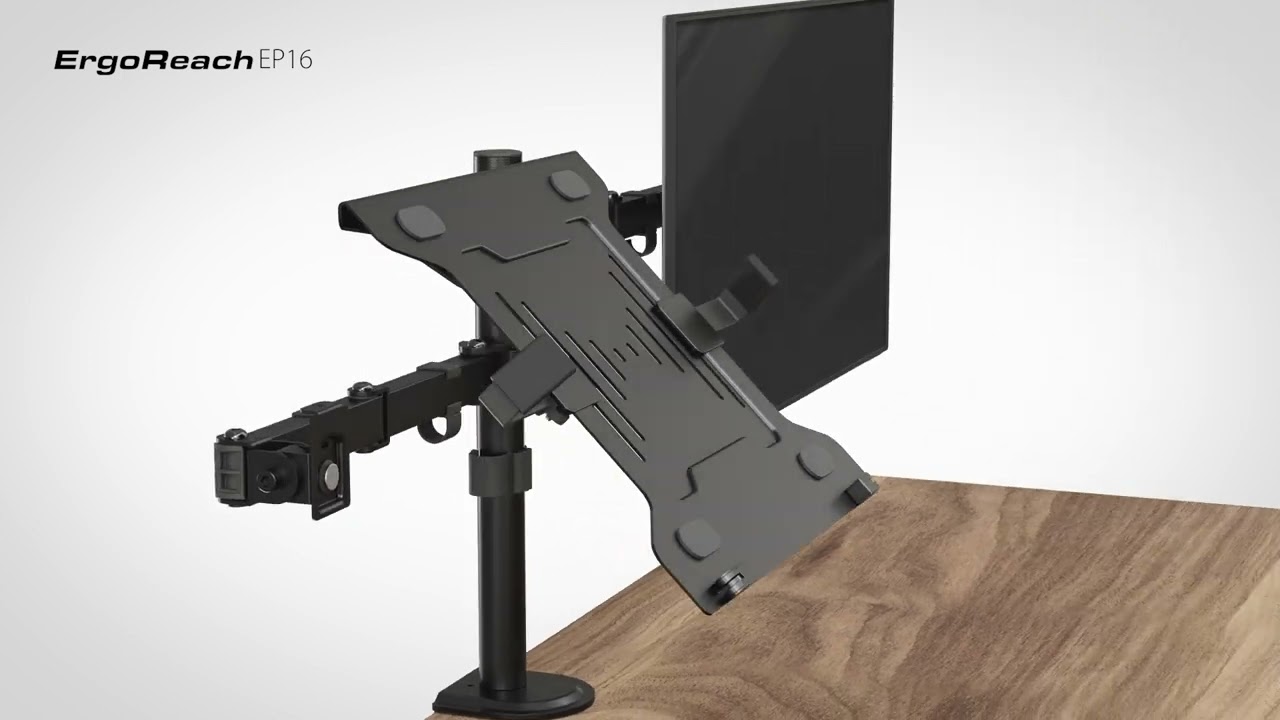 Rocstor ErgoReach EP16 Premium Monitor Arm with VESA Laptop Tray