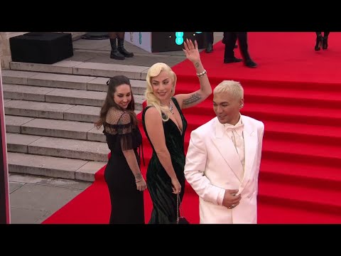 Lady Gaga's Glamourous Arrival at BAFTAs 2022 Red Carpet