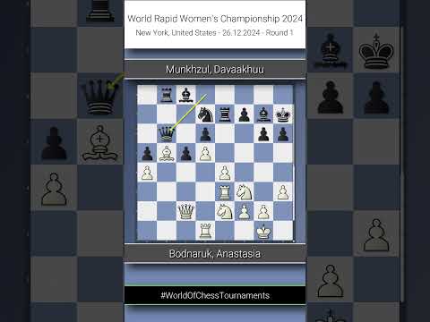 Bodnaruk, Anastasia vs. Munkhzul, Davaakhuu, World Rapid Championship 2024, Round 1, 1-0