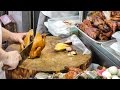 Hong Kong Street Food The Quick Lunch Boxes Of Chopped Chickens And Pork Seen Around Wan Chai