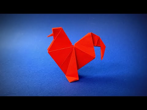 Hahn basteln mit Kindern | Tiere falten mit Origami Papier | Einfache Bastelideen