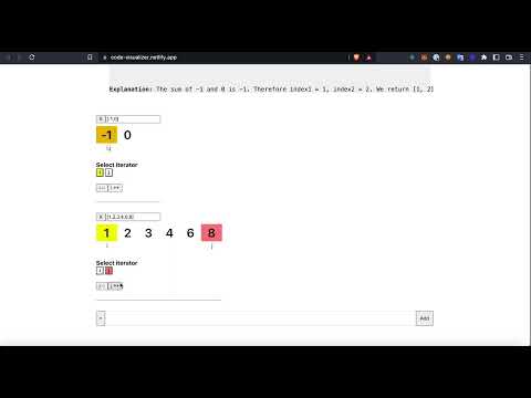 Visualize Leetcode 167 Two Sum Ii Input Array Is Sorted Visualization Javascript Solution