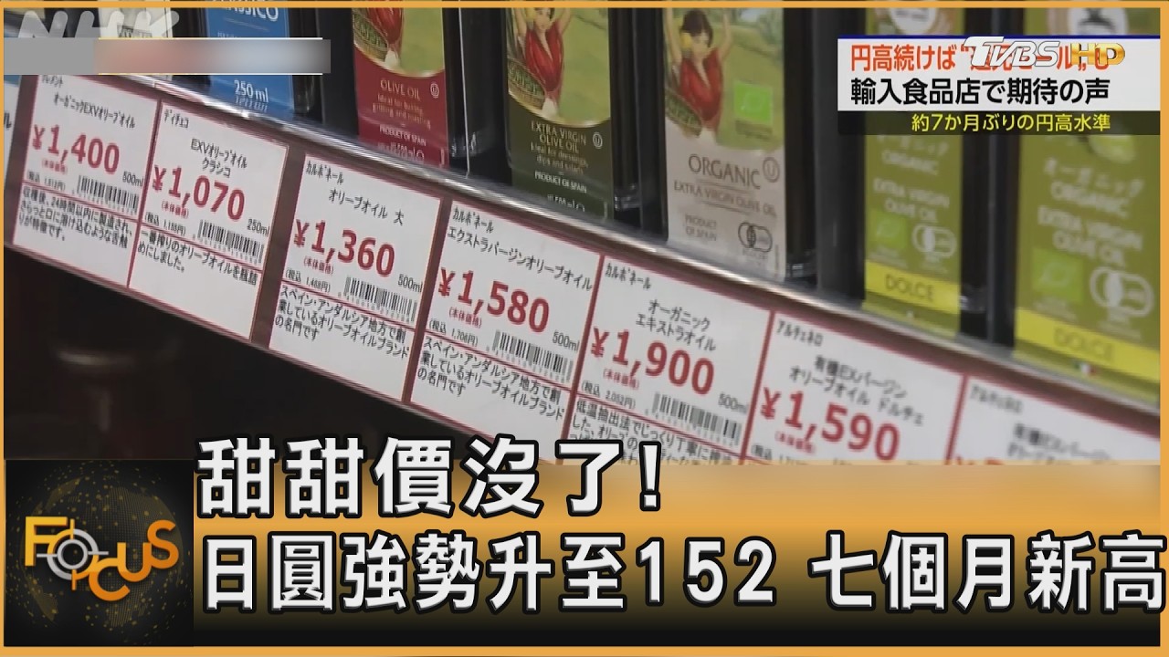 FOCUS全球新聞／甜甜價沒了！日圓強勢升至152　七個月新高