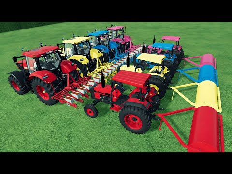 Seeding Work with Colors - Transporting & Loading Holland Tractors for Seeding, Rolling Work - FS22