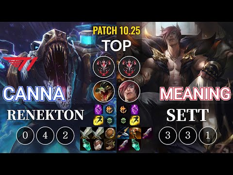 T1 Canna Renekton vs Meaning Sett Top - KR Patch 10.25