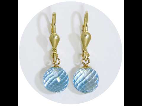 Cercei cu Tortite cu Balama Aur 14 k Topaz Natural Fatetat