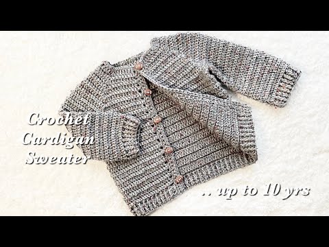 Easy crochet cardigan sweater for boys and girls 1-2 years EASY CROCHET PATTERN various sizes