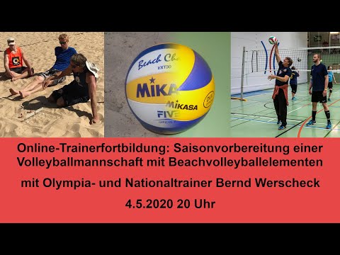 Trainerfortbildung 4.5. 20 Uhr Saisonvorbereitung eines Volleyballteams mit Beachvolleyballelementen
