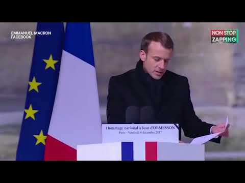 Hommage à Jean d’Ormesson   Emmanuel Macron dépose un stylo sur son cercueil Vidéo