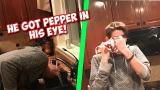 THIS WAS A BAD IDEA! (Pepper In His Eye!)