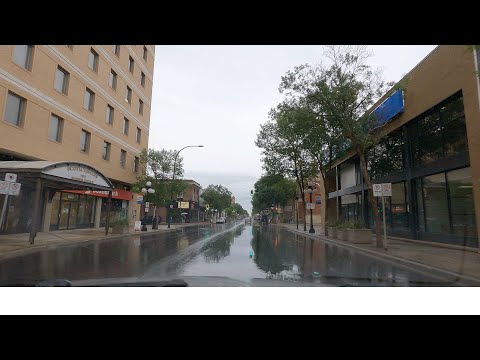 Brandon Manitoba (MB) Canada - Driving in the Rain. City Life & Tour.