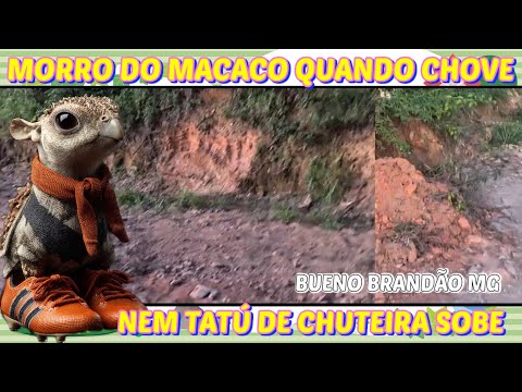 Morro do MACACO em Bueno Brandão quando CHOVE não sobe nem TATÚ de chuteira