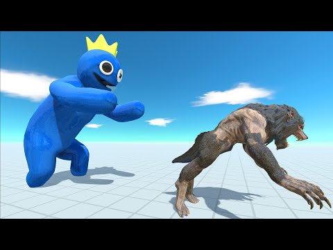 Rainbow Friends Blue vs Werewolves Death Run - Animal Revolt Battle Simulator