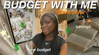 NOVEMBER BUDGET WITH ME 🍁 | new budget setup, financial reset + money goals 💰