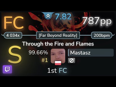 🔴 7.8⭐ Mastasz | DragonForce - Through the Fire and Flames [Far Beyond Reality] 99.66% (#1 787pp FC)