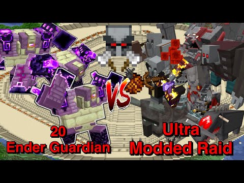 Minecraft |Mobs Battle|20 Ender Guardian (L_Ender 's Cataclysm) VS Ultra Modded Raid
