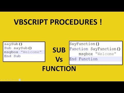 Vbscript Procedures - Difference between Sub and Function procedures
