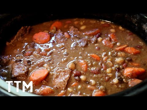 EASY Slow Cooker Beef and Beans