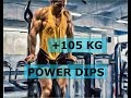 Pure DIPS +105 kg (1 rep - pause). // Отжимания на брусьях +105 кг (1 повт - пауза).