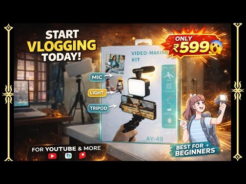 Kalofaye Vlogging Kit for iPhone, Android, Compatible YouTube Starter Kit for with Rechargeable LED Light + Microphone + Phone Clip + Multifunctional Tripod for Vlogging, Instagram, TikTok video review thumbnail