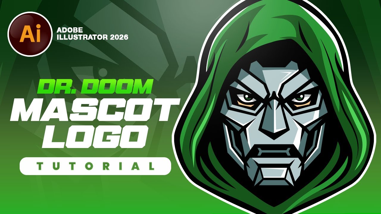 Illustrator Tutorial | Cómo Crear un Mascot Logo de Dr Doom | Dr Doom Mascot Logo Design