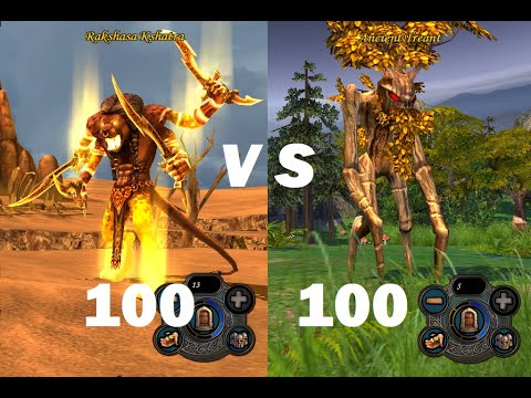 100 Rakshasa Raja VS 100 Treants - Duel - Heroes of might and magic 5 Tribes of the east