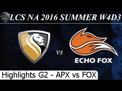 APX vs FOX Game 2 Highlights 26/06/2016 - LCS NA Summer 2016 W4D3M10 Apex vs Echo Fox