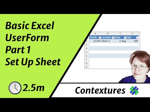 Basic Excel UserForm Part 1 - Set Up Worksheet