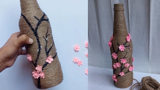 Reuse waste beer bottles | Bottle decoration - Bottle craft ideas | Beautiful vase making tutorial