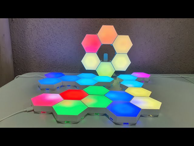 Vídeo relacionado con 8 Piezas Hexa Paneles Luminosos, Smart Hexágono Luces de Pared, Sincronización de Música, Gamer Habitacion Pared Decoracion Lampara, RGB Luces de la Casa con APP para Sala de estar, Sala de Juegos
