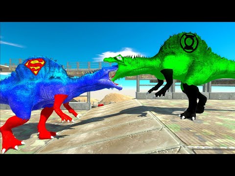 GREEN LANTERN SPINOSAURUS MOUNTAIN DEATH CLIMB - Animal Revolt Battle Simulator